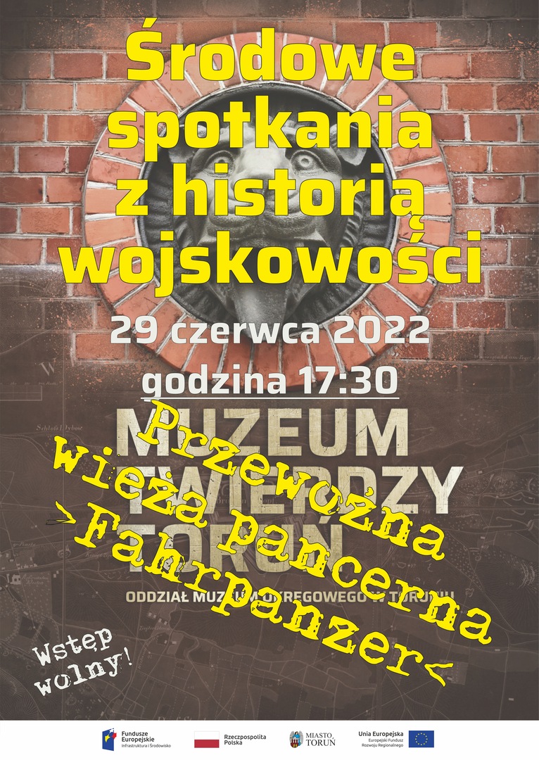 Plakat informujący o spotkaniu w Muzeum Twierdzy Toruń