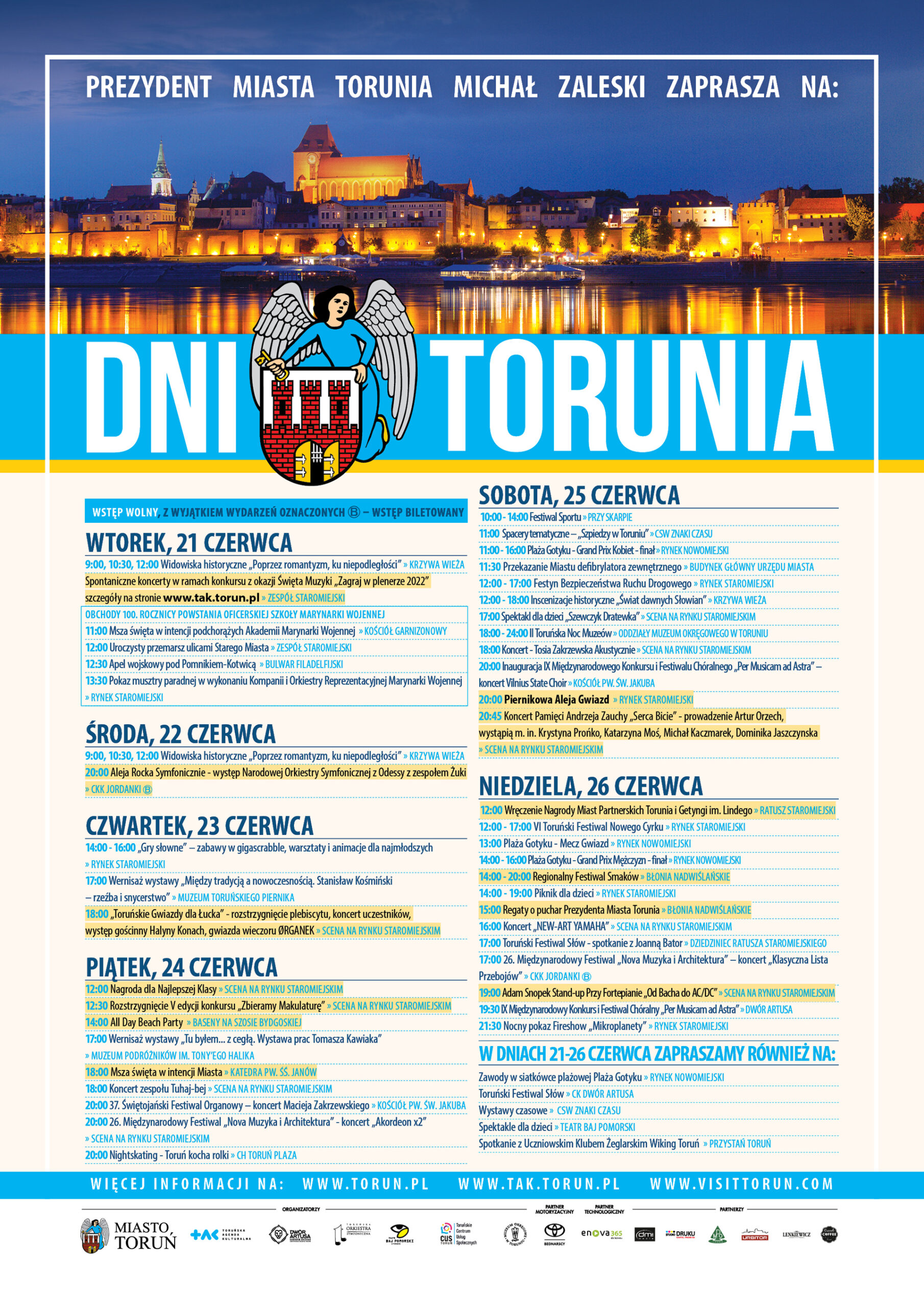 Plakat z programem Dni Torunia