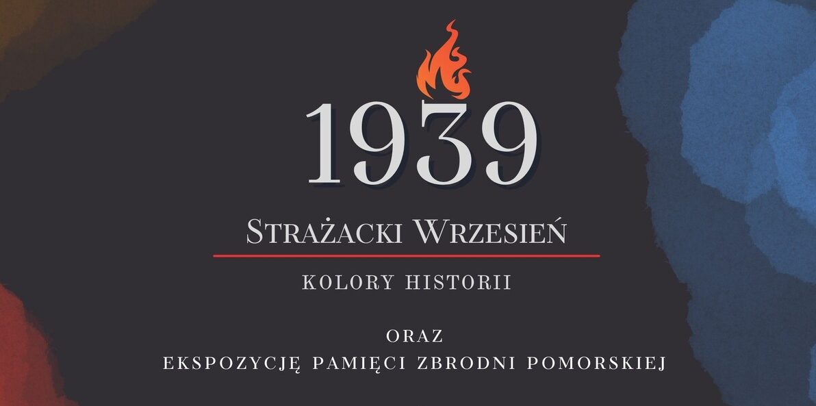 Plakat wydarzenia z napisem 1939 strażacki wrzesień z płomiem nad napisem