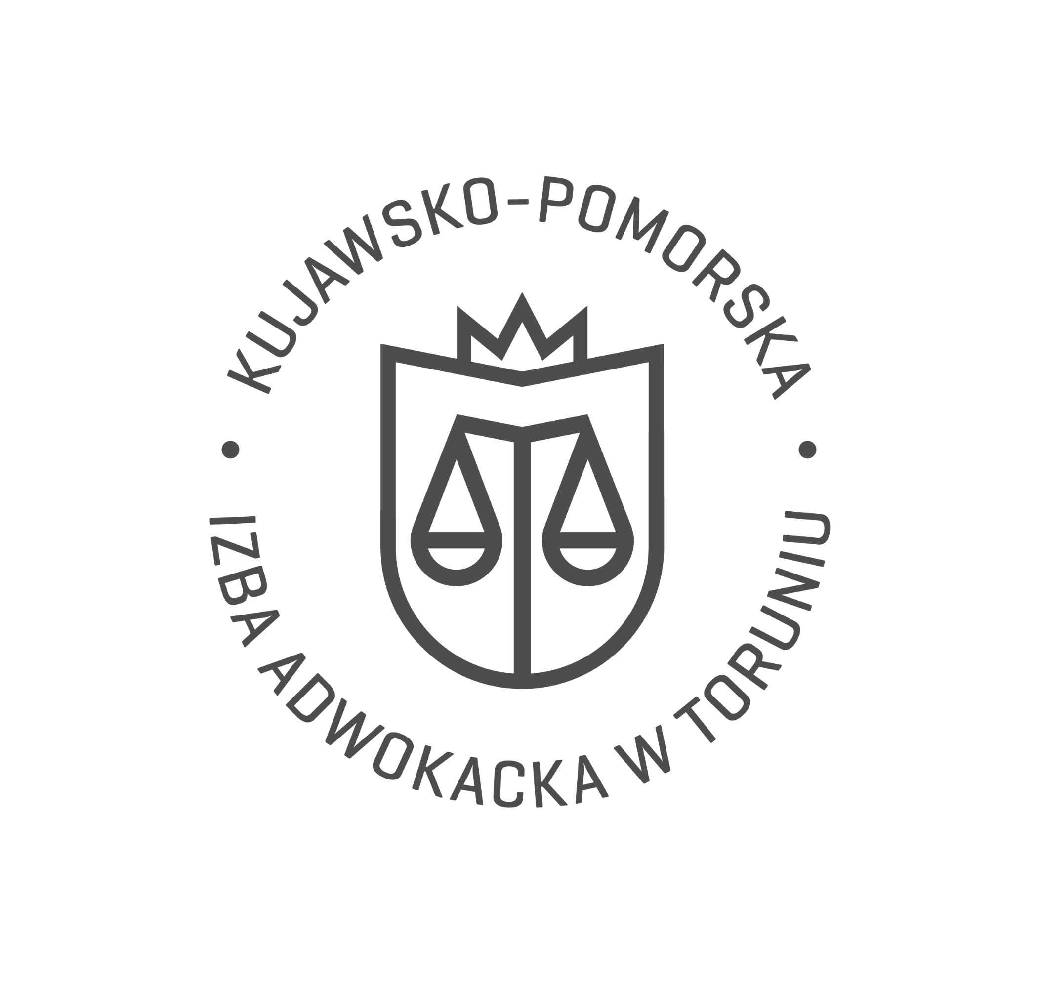 Ilustracja przedstawia logo kujawsko-pomorskiej izby adwokackiej w Toruniu