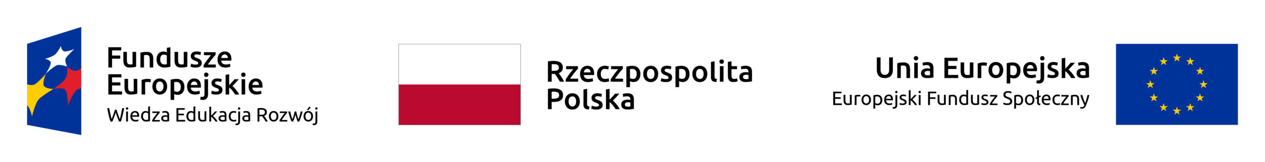 Loga funduszy europejskich, Unii Europejskiej i flaga Polski.