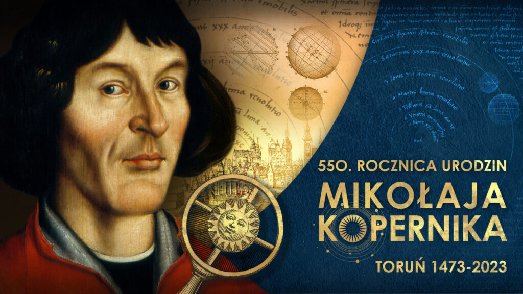 Grafika związana z obchodami 550. rodziny urodzin Mikołaja Kopernika.