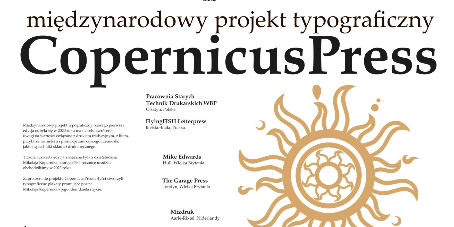 CopernicusPress. Międzynarodowy projekt typograficzny w Domu Mikołaja Kopernika